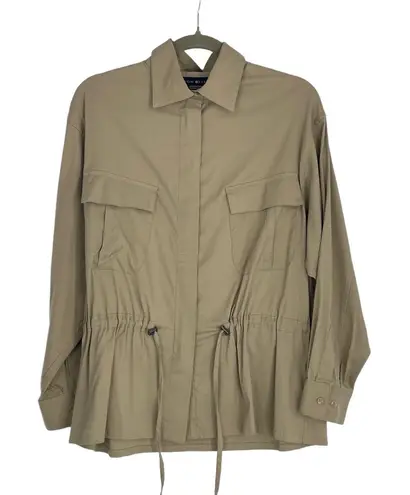 RON LEAL Women's Khaki Drawstring Waist Flap Pockets Utility Jacket Size 8 Green