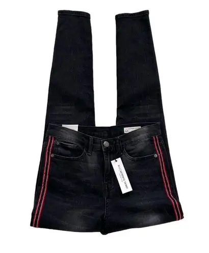 Red Herring UK Mila Black Wash Red Racing Stripe Skinny Jeans Size US 6 NEW