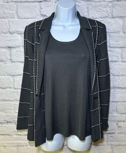 Ming Wang Womens Gray Black 2 Pc Jacket & Tank Top S, XS Business Career
