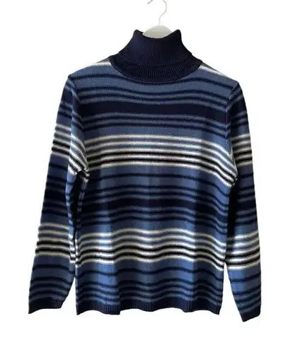 Carolyn Taylor Essential Stripes Blue White Cotton Long Sleeves Cozy Warm S