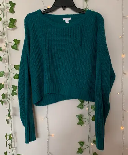 Full Tilt Forrest Green Cropped Sweater