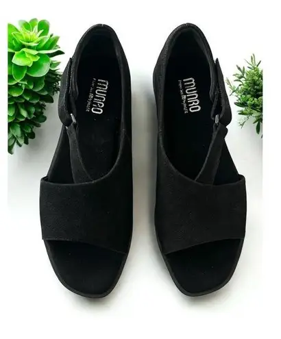 Munro Peyton open toe suede leather sandals black 8.5