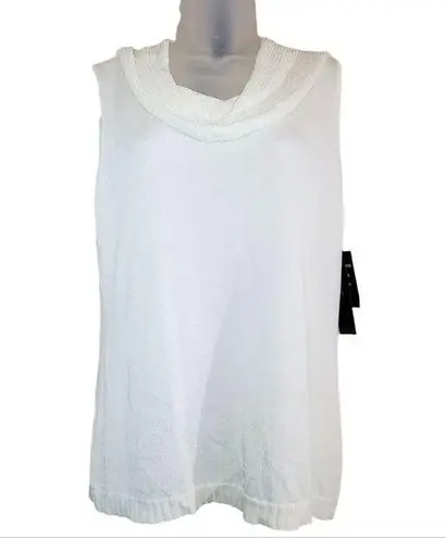 Jones New York  Knit Cowl Neck Tank Top Sheer Off White Medium