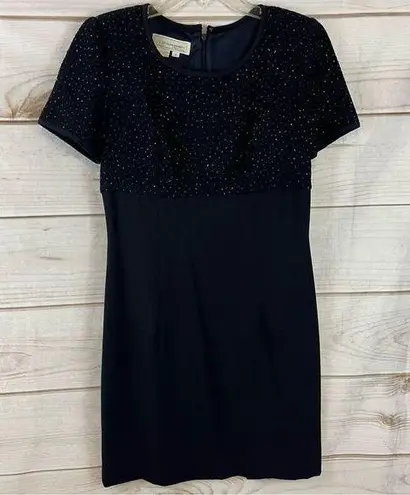 Warren Women’s Navy Sparkly Glittered Stretch Short Holiday Dress Size 6 Petite