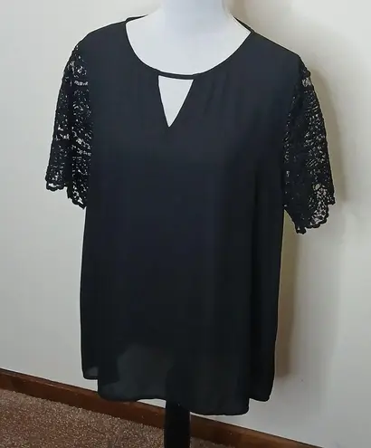 Paper Moon black lace sheer top size XXL