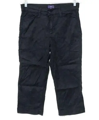 NYDJ Crop Black Pants Lift Tuck Technology Stretch Linen Tencel Spandex Blend 6