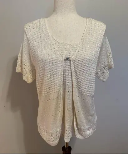 Vintage Bentley White Open Knit Cardigan Built