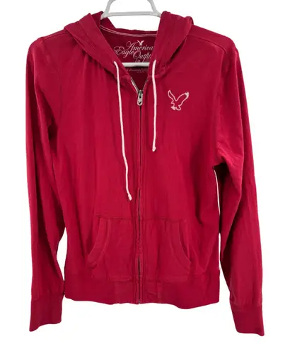 American Eagle  Outfitters red zip up Hoodie lightweight L fitted casual active - Image 1