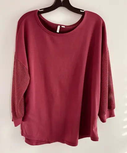 Live well oversized top with mesh panel sleeves size L Red Size L