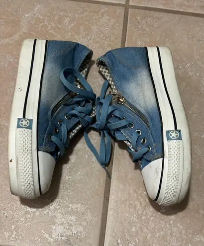 Mengsai Denim Platform Sneakers Blue Size 6.5