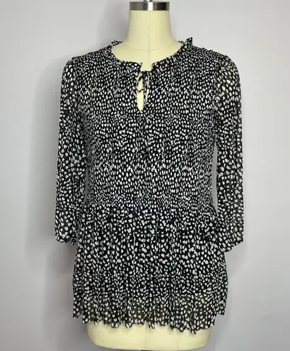 Rose + Olive Boho Peasant Tie Top Blk/White L