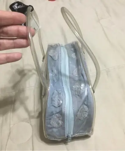 Blue And Clear Cosmetics Pouch With Zipper And Carry Handle