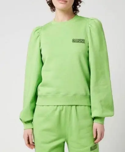 Ganni lime green puff sleeve sweatshirt