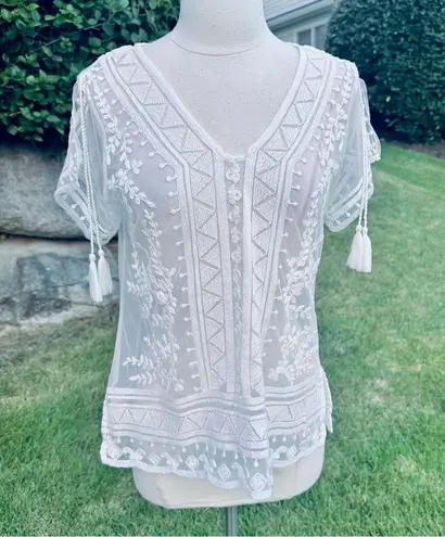Wit & Wisdom Embroidered Top White Size undefined