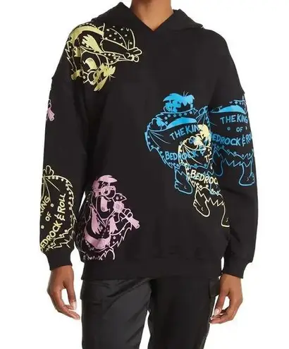 JEREMY SCOTT The King of Bedrock & Roll Graphic Hoodie Sweater Black Size undefined