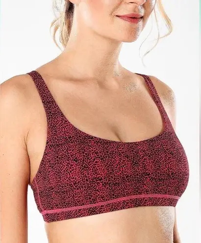 CRZ Yoga Pink & Black Leopard Print Low Support Strappy Back Sports Bra Medium