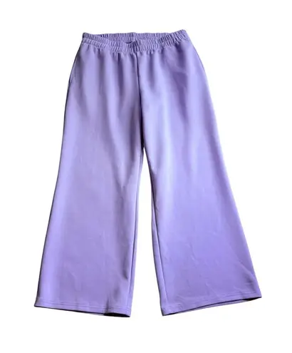 Scarlett Purple Wide-Leg Trousers with Elastic Waistband