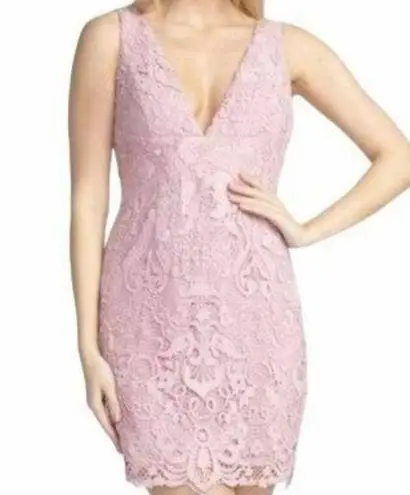 Minuet Lace V-Neck Sleeveless Mini Dress Mauve Pink Size Large