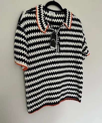 The Upside Voyage Crochet Sagra Shirt Size XXS NWT Blue