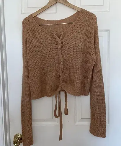 Forever 21  tan cross back sweater