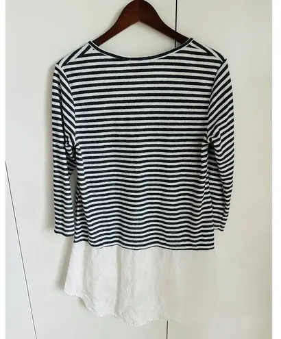 Cut Loose Women's Linen Top/T Shirt Braton Strip Nautical Size M Lagen Look White Size M