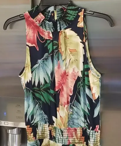 Veronica M ππ Smocked Waist Halter Maxi Dress Floral