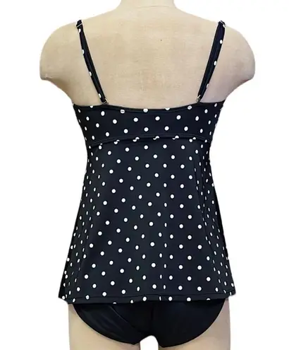 Tropical Escape Polka Dot Swimsuit One Piece Swimdress Black White 6 8