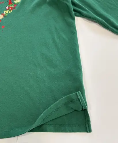 Quacker Factory Green Rhinestone Embroidery Baking Life Sweeter Knit Top Size 1X