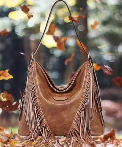 Oukupa Brown Faux Leather Western
Fringe Shoulder Bag
