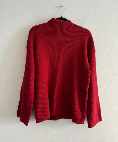 Chunky Stitching Oversized Red Sweater Size L