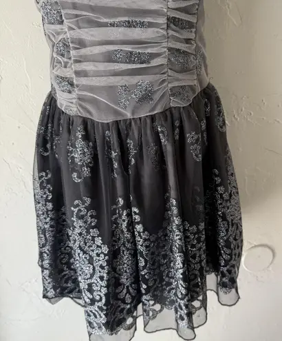 Ruby Rox Dress Y2k 3 Silver Black Straples Glitter Party Fairy Grunge Whimsigoth