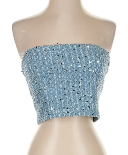 Rotate Blue Sparkly Cropped Bustier