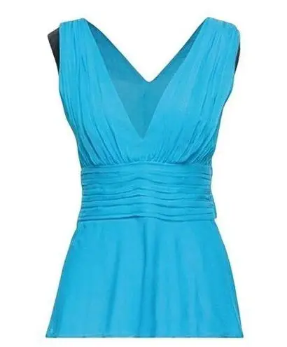 Emilio Pucci Gathered silk and cotton blend chiffon top azure size 8