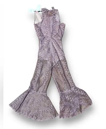 Alice McCALL Rouge pink Boogie Nights Cropped Metallic Crocheted Jumpsuit Size 0