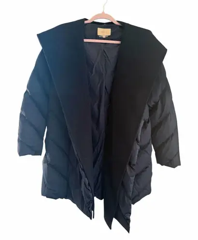 Ports Down Open Front Coat Wool Cashmere Shawl Collar Size Large Goose Down Blue