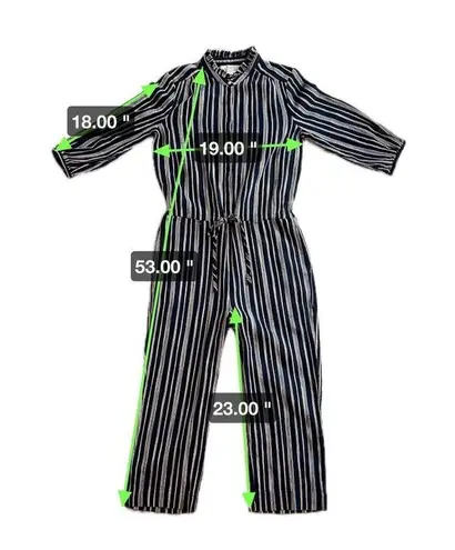 Trovata California Birds of Paradis navy white striped cropped jumpsuit Size S Blue