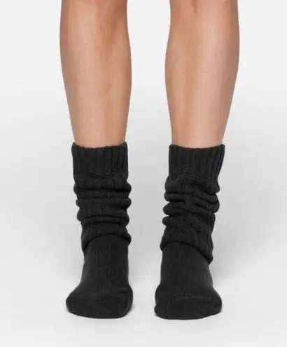 SKIMS NEW  Black Slouch Socks Soot Ribbed Knit Gathered Scrunch Kim Kardashian