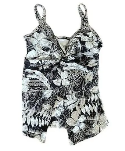 MiracleSuit Floral Black & White Tankini Top – Size 10