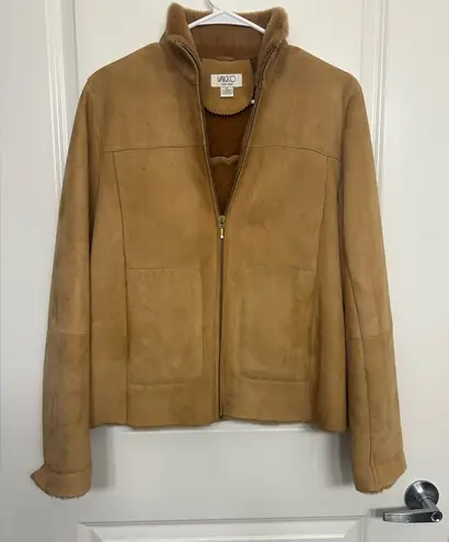 Vakko New York Genuine Spanish Lamb Shearling Jacket Tan Medium
