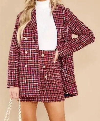 Aura Pink Tweed Mini Skirt