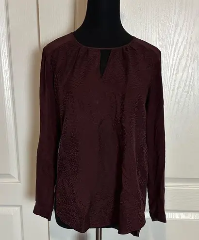 Rebecca Taylor MAROON SILK LONG SLEEVE BLOUSE