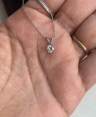 18k white gold chain with 14k gold solitaire charm