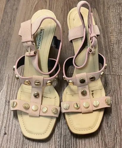 Balenciaga šHPš Studded leather wedge sandals