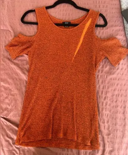 F&F  Knit Orange Cold Shoulder Top