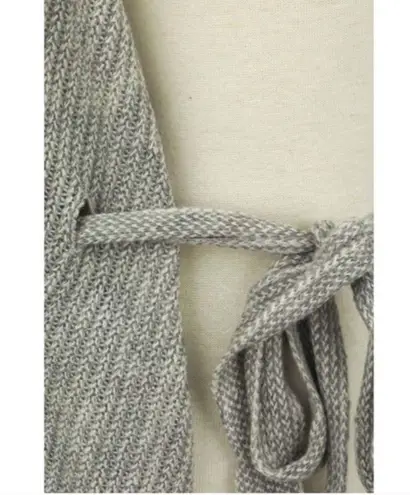 Grey Knit Belt Tie Waist Wrap Poncho Cardigan OSFM Gray