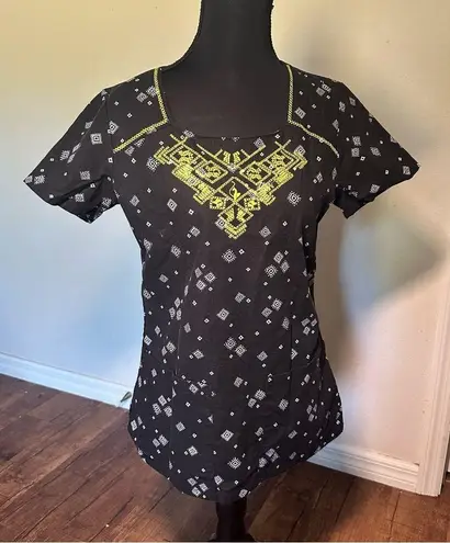 Baby Phat Vintage Black Graphic Embellished Cotton Blouse XS