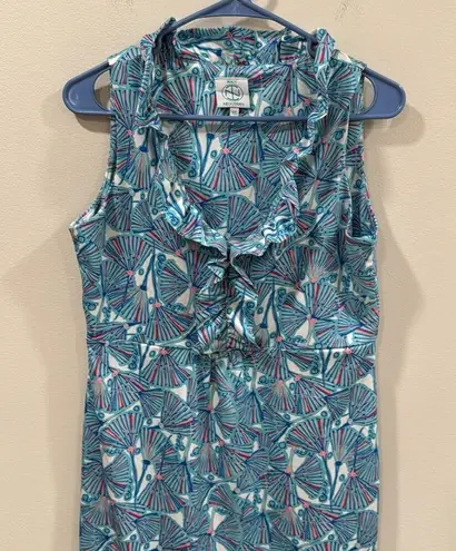 Tracy Negoshian Blue and White Patterned Mini Dress Size XS EUC