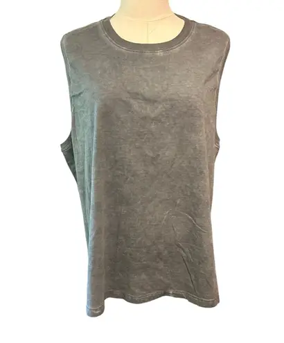 Athletic Carbon Gray Women Cut Out Back Crewneck Muscle Tank Top Shirt SZ XL