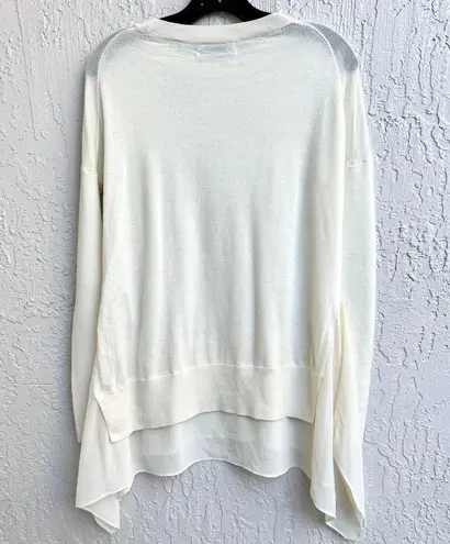 ALLSAINTS Long Sleeve Knit Libby Contrast Hem Sweater Cream Women's Size Small