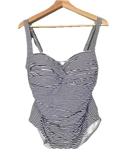 NIPTUCK SWIM Multi Fit Cup Sorrento Stripe Joanne One Piece Swimsuit Sz 12 Beach Blue